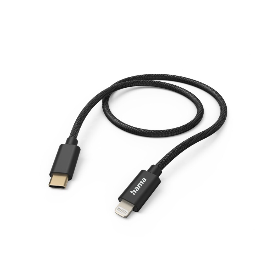 Hama Oplaadkabel Fabric USB-C – Lightning 1,5 M Nylon Zwart