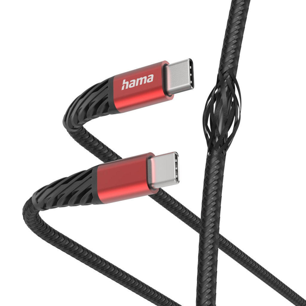 Hama Oplaadkabel Extreme USB-C – USB-C 1,5 M Nylon Zwart/rood